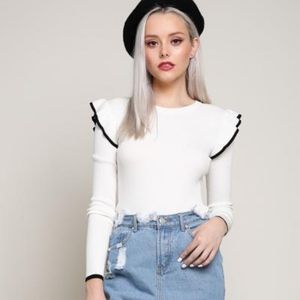 French Ruffle Long Sleeve in Ivory